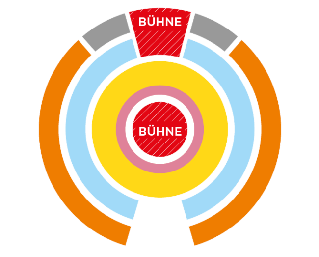 Der farblich nach Platzkategorien dargestellte Grundriss des PALAZZO Spiegelpalastes in Wien.